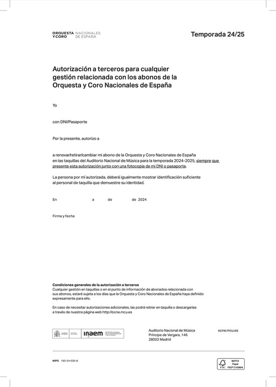 Autorización a terceros 24/25